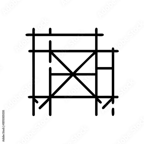 Scaffolding construction outline illustration on white background
