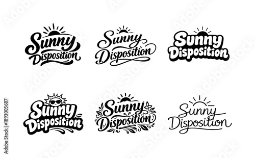Harmonious Lettering Grid. Sunny disposition. Set lettering. harmonious lettering variations of the same emblematic concept, each with different artistic