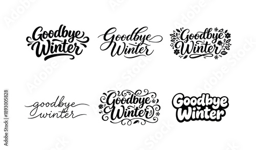 Winter Lettering Variations. Winter Goodbye Quotes. Set lettering. harmonious lettering variations of the same emblematic concept, each with different artistic
