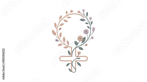 Elegant floral design of the female gender symbol.