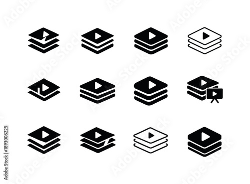 Corporate Logo Variations. Corporate presentations. Icon set. Set Logo of Corporate presentations: slide deck stack. harmonious logo variations of the same