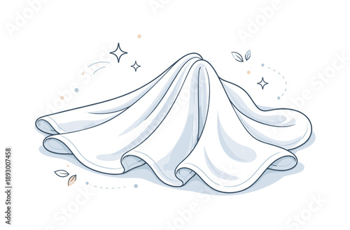 Soft Cotton Folds. Cotton fabric folds. A soft, minimal scene showing gentle folds of cotton fabric draped naturally, expressing light texture, flow, and