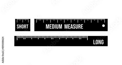 Short, medium, and long rulers displayed side by side on a white background