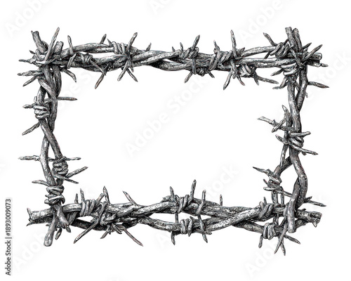 Barbed Wire Border Black and White Artwork