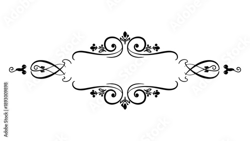 Elegant black floral scroll design element for decorative purposes