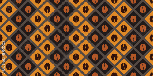 seamless pattern of coffee beans for coffee shop background. decoration cafe, place to eat and culinary events. for a coffee themed greeting card. for coffee-themed fabric motifs