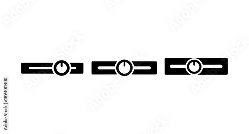 Set of three horizontal sliders with power icons, representing control and adjustment options