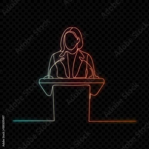 Woman Speaking At Podium