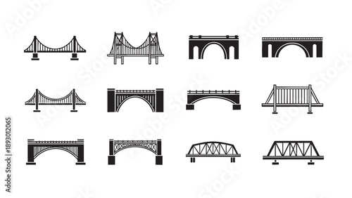Collection of Various Bridge Illustrations for Architecture and Infrastructure Design