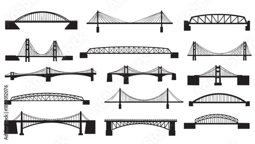 Collection of Various Bridge Silhouettes Illustration