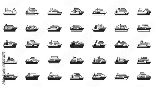 Collection of Various Cargo and Passenger Ships in Different Styles