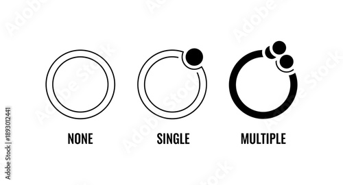 Comparison of piercing jewelry options: none, single, and multiple beads