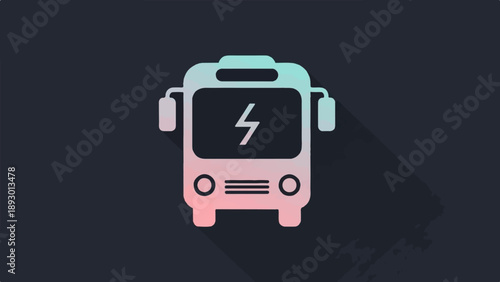A gradient graphic of an electric bus with a lightning bolt symbol