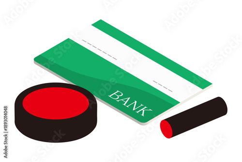 通帳と印鑑と朱肉