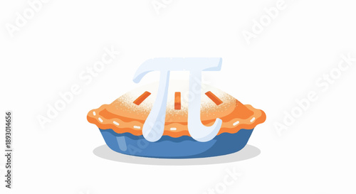 A pie with a pi symbol on top and sprinkles, isolated on a white background
