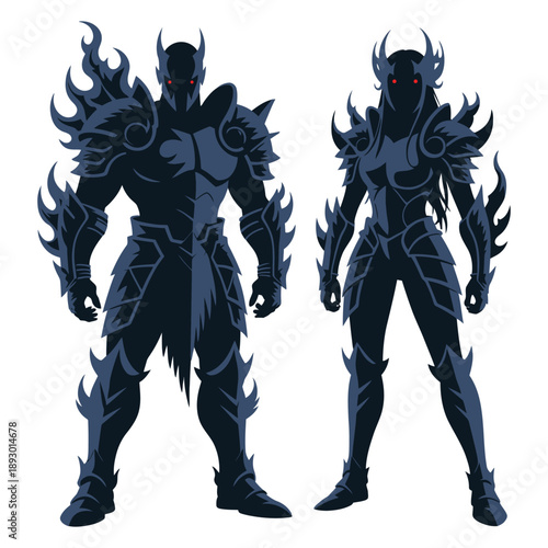 Two knights in armor vector illustration
