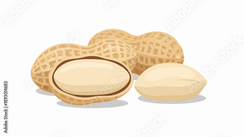 A pile of natural peanuts, some whole, some cracked open revealing kernels