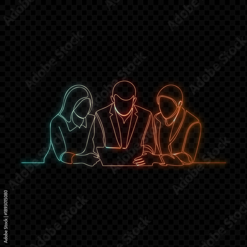 Team Meeting Line Art