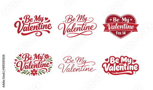 Valentine Typography Variations. Valentine Promo Typography. Set lettering. harmonious lettering variations of the same emblematic concept, each with different