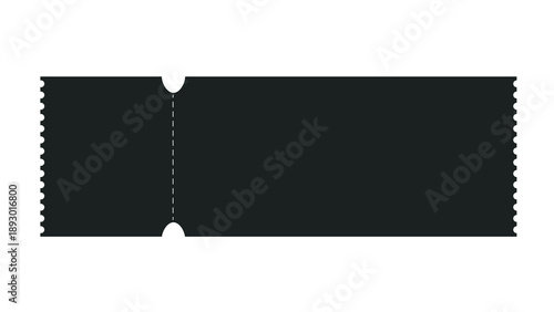 Wallpaper Mural Solid black ticket graphic with serrated edges and a dashed perforation line, isolated on a white background for versatile use Torontodigital.ca