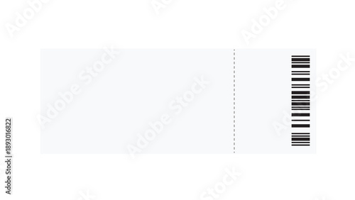 Konstfotografi White ticket with perforation and black barcode on the stub, isolated on a white