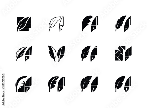 Modern Icon Evolution. Rewriting traditions. Icon set. Set Logo of Rewriting traditions: evolution from ancient to modern icons. harmonious logo variations of