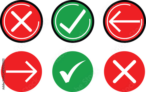 curved wrong green red arrow check mark in upward direction style tick icon for web site design, logo, app, UI design vector icon set transparent background. arrow indicated the direction symbol