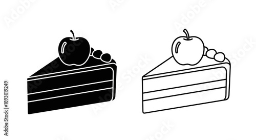 Delicious apple cake slice illustration Vector