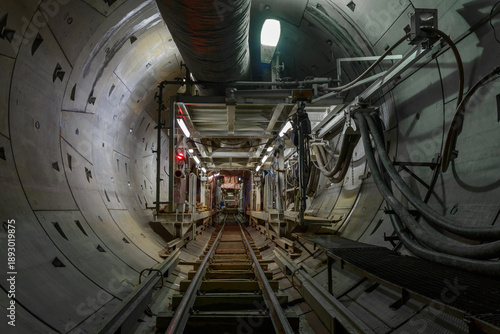 A tunnel boring machine is a machine that constructs subway tunnels.