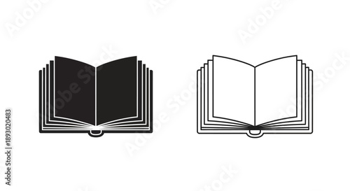 Open book illustration black and white Vector