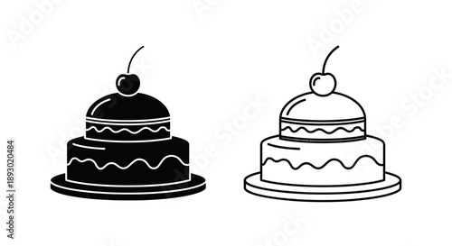 Chocolate and vanilla wedding cake illustration Vector