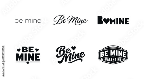 Valentine Lettering Variations. Minimal Valentine. Set lettering. harmonious lettering variations of the same emblematic concept, each with different artistic