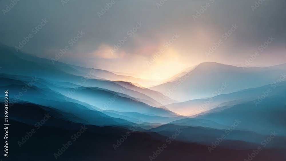 Obraz premium Abstract blue mountain range landscape