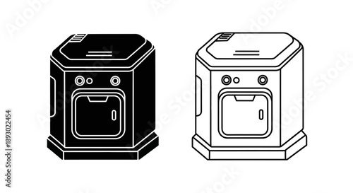 Modern kitchen appliance design black white toaster oven Vector
