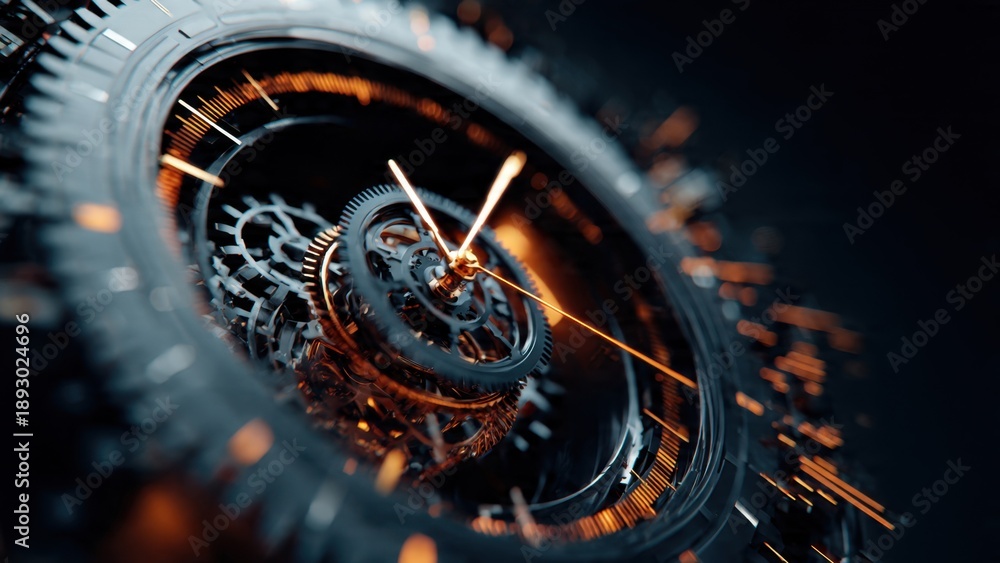 © darshika - Clock mechanism with gears and hands