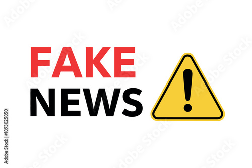 Fake news warning sign with exclamation mark