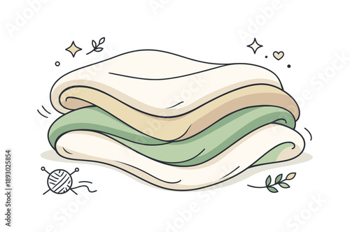 Soft Wool Textures. Textile detail focus. Close-up view of wool blanket folds emphasizing soft curves and fabric texture. Peaceful scene celebrating natural