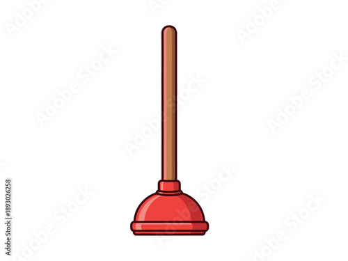 A red plunger on a for bathroom cleaning purposes