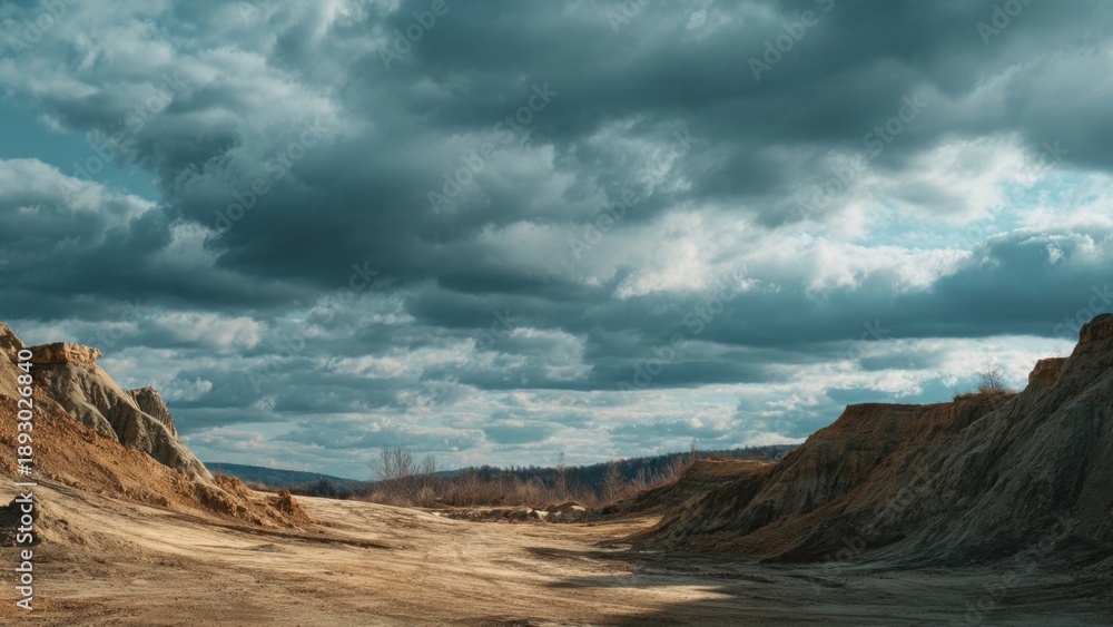 Fototapeta premium Dramatic Sky Over Desert Landscape