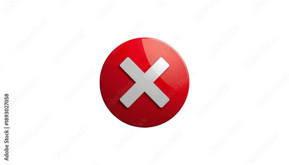 Obraz premium A red circle with a white X on a black background on transparent background