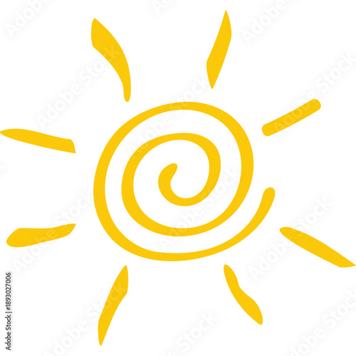 Hand drawn sun icon. Sunlight symbol. Vector illustration isolated.
