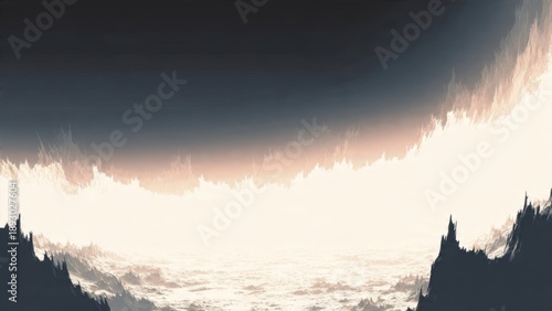 Ethereal landscape of mountains and sky