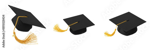 Obraz na płótnie Set \ Collection of Graduation Caps Graduation Festival – Academic Celebration,
