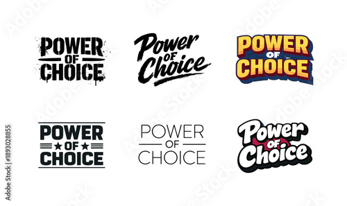 Diverse Lettering Styles. Power of choice. Set lettering. harmonious lettering variations of the same emblematic concept, each with different