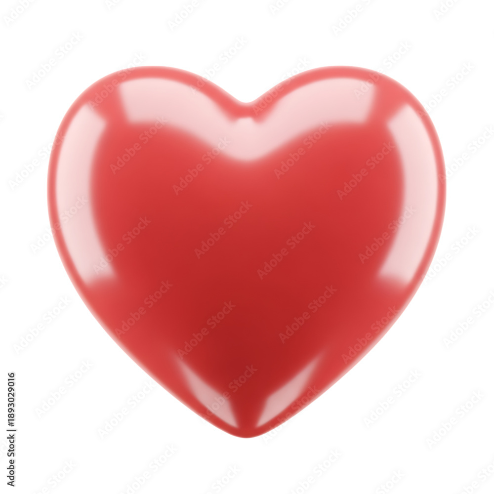 Fototapeta premium Shiny red heart isolated on a transparent background glossy love