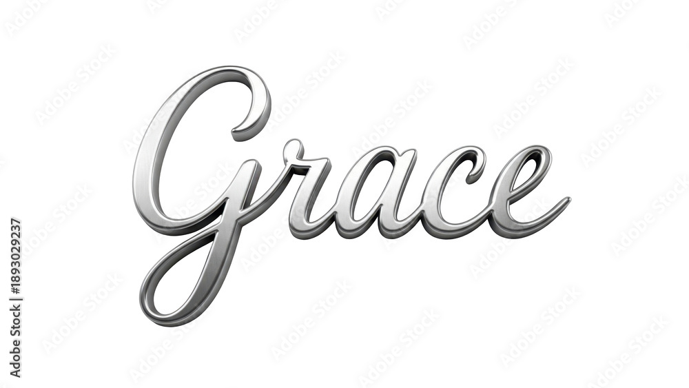 Obraz premium Grace word in silver cursive lettering