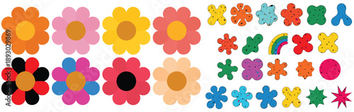 Colorful flat flower vector set