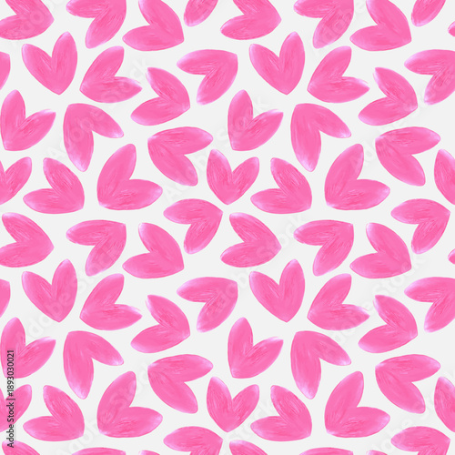 Seamless vector pattern with pink hearts on white background 