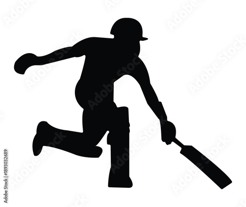 Dynamic Cricket Batsman Silhouettes in a cricket shot