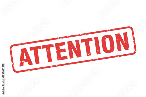 Red attention stamp on with bold letters and rectangular shape